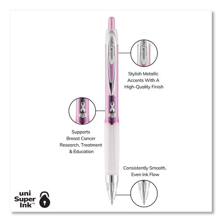 Uni-Ball Retractable Gel Pen Office Pack, 0.7mm, Blk Ink, Pink Barrel, PK36 2003896